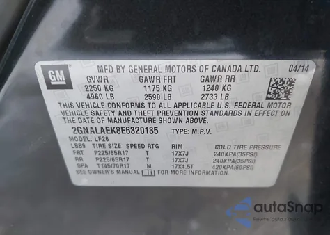 2014 Chevrolet Equinox Ls from USA, damaged, VIN 2GNALAEK8E6320135